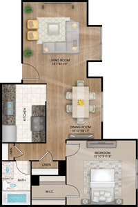 Charleston - One Bedroom / One Bath - 643 Sq. Ft.*