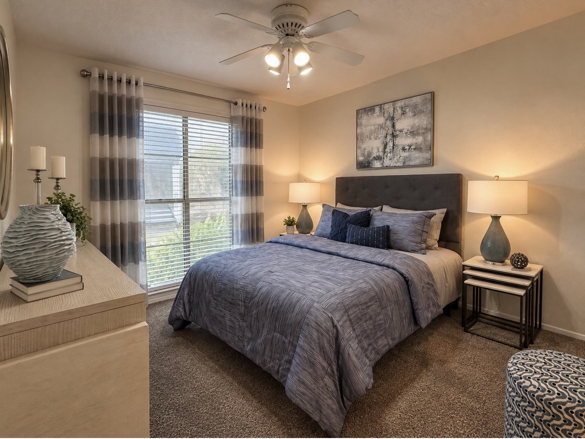 Furnished apartment bedroom at Josey Place